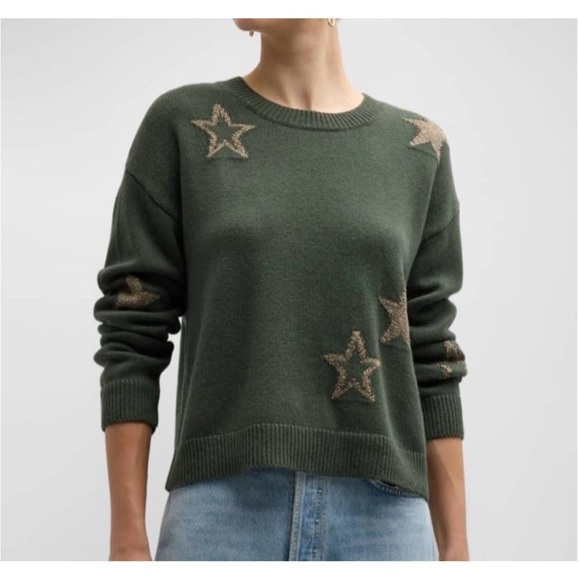 RAILS Revolve Perci Forest Green Gold Stars Wool Cashmere Sweater Women’s Small - Picture 1 of 10